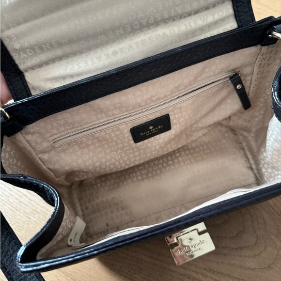 Kate Spade Black Leather & Suede Magnolia Park Suede Laurel Crossbody Bag - EUC - Picture 5 of 11